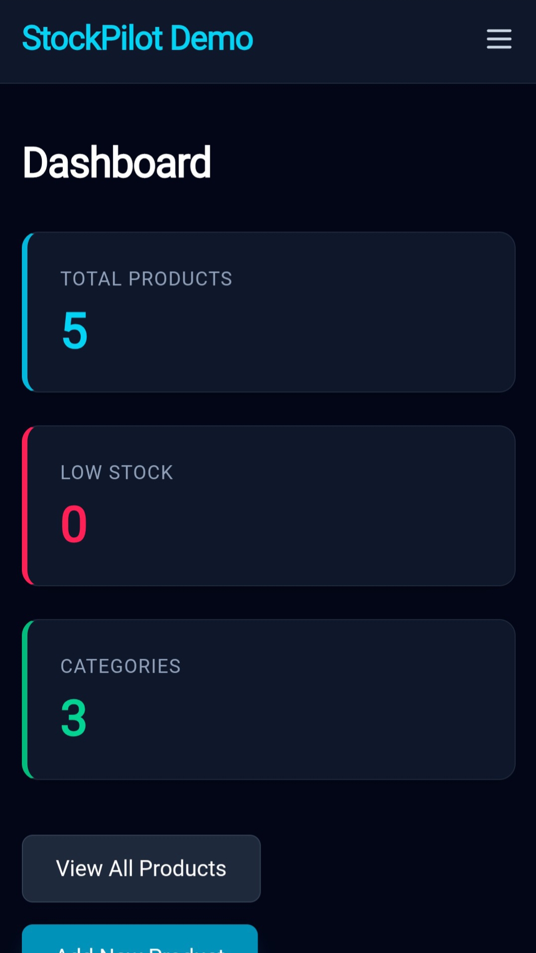StockPilot mobile dashboard